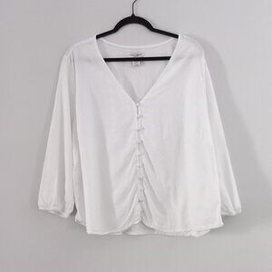 LAURA ASHLEY white linen blend blouse